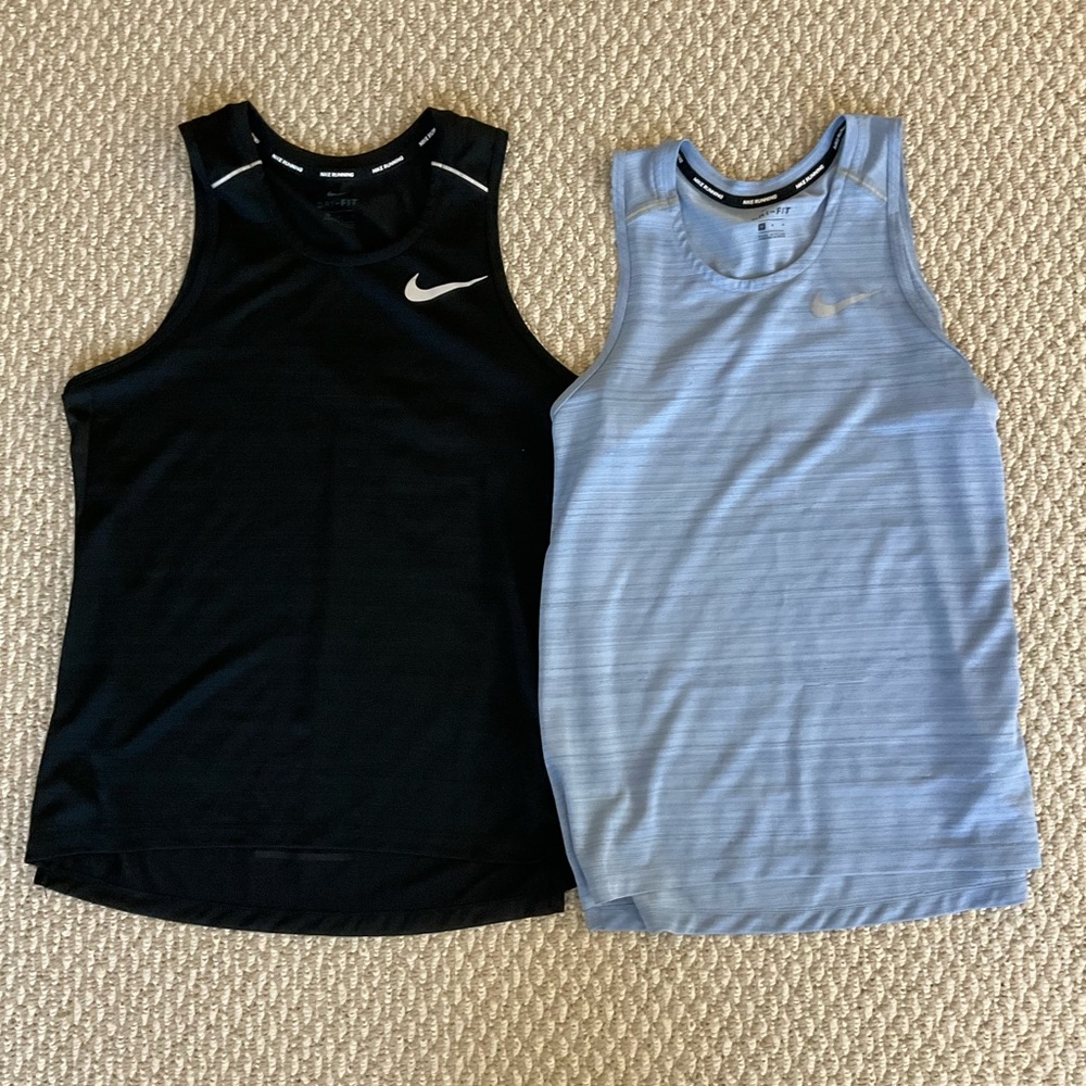 Nike Black and Blue Tank Tops